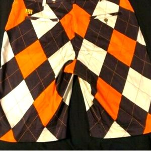 Men's Loudmouth Golf Shorts, black&orange argyle size 38